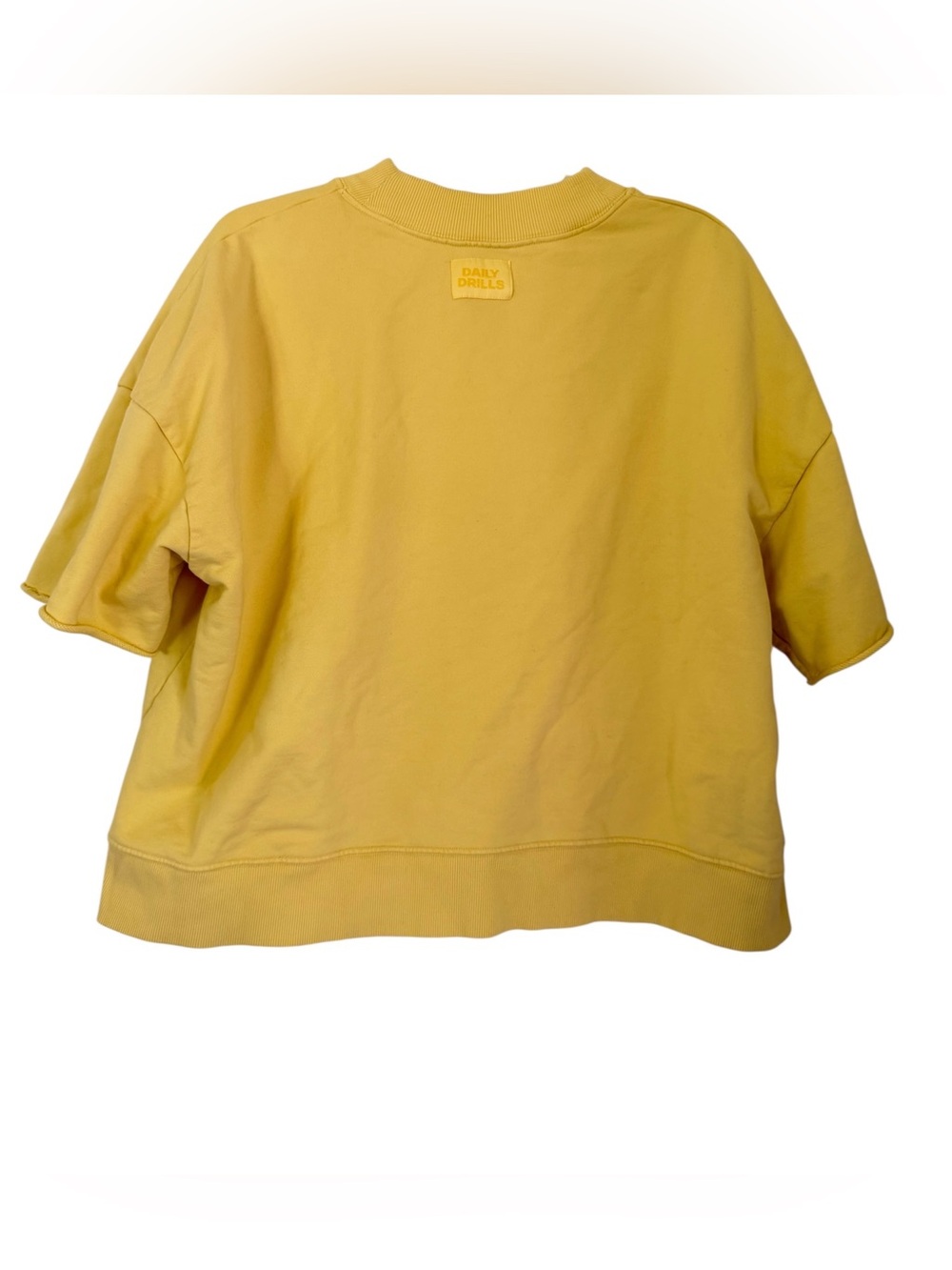 Daily Drills Pale Yellow Short-Sleeve Cotton Sweatshirt Size XS - Picture 3 of 5